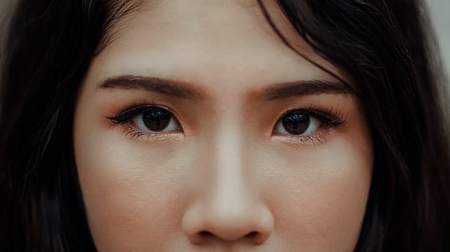 close up of a woman's nose 