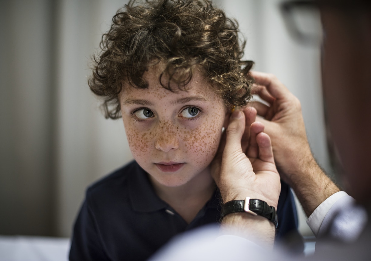 Young boy fitted for hearing aids